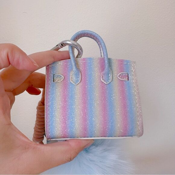 Rainbow Leather Purse Charm - Etsy Rainbow Glitter Leather Mini Bag Charm